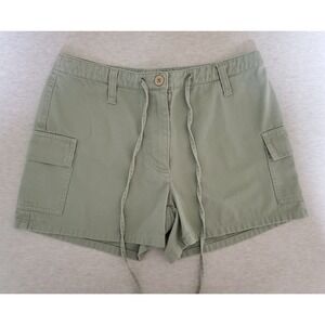 Vintage Express Bleus olive green‎ cotton cargo shorts utility army safari VTG 2